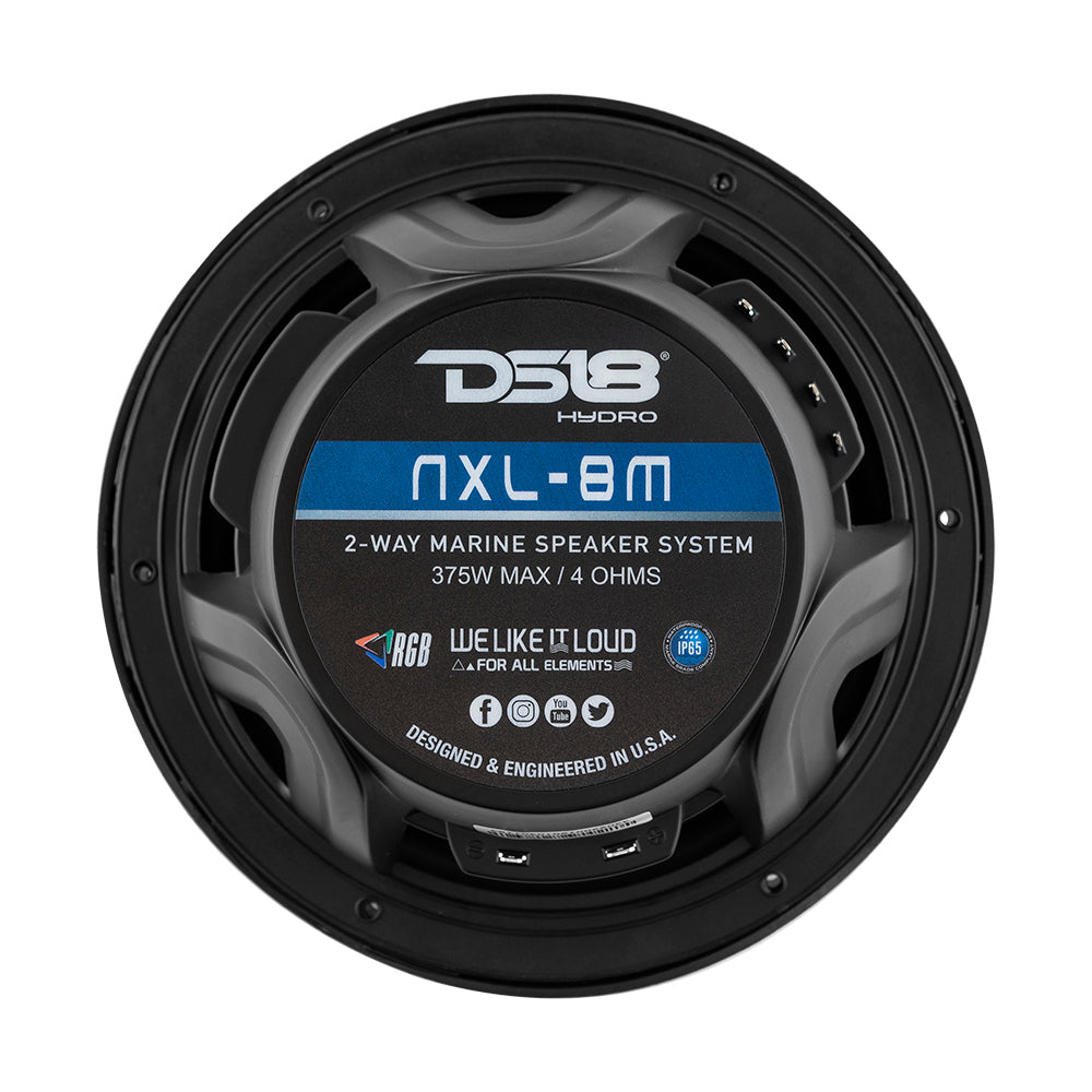 DS18 - New Edition HYDRO 8" 2-Way Marine Speakers - With RGB LED Lighting 375W — Quality Boat Parts