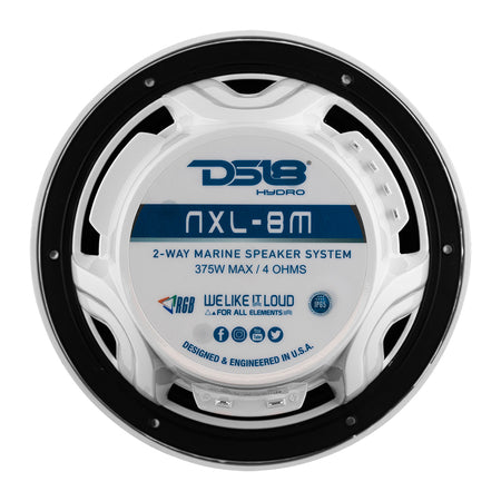 DS18 - New Edition HYDRO 8" 2-Way Marine Speakers - With RGB LED Lighting 375W — Quality Boat Parts