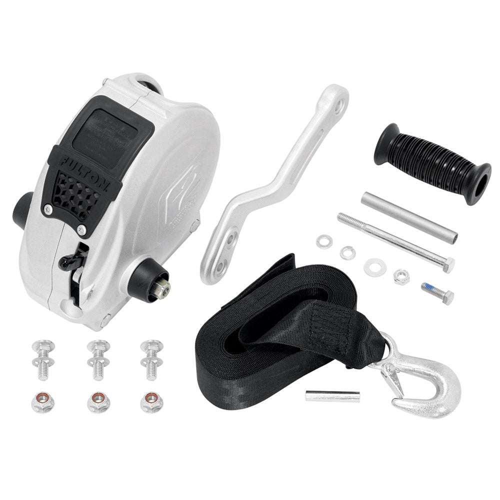 Fulton - F2 Trailer Winch - Single Speed - With Strap, Sharkskin Finish, 1.600 lbs — Quality Boat Parts