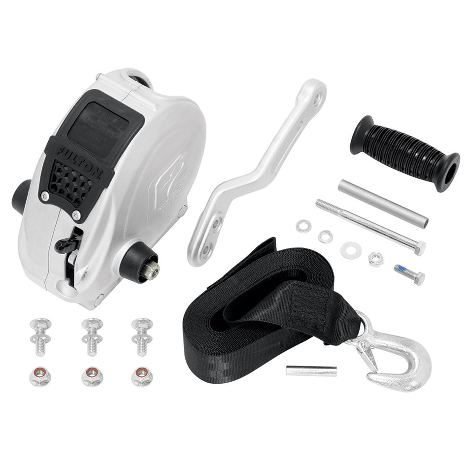 Fulton - F2 Trailer Winch - Single Speed - With Strap, Sharkskin Finish, 1.600 lbs — Quality Boat Parts
