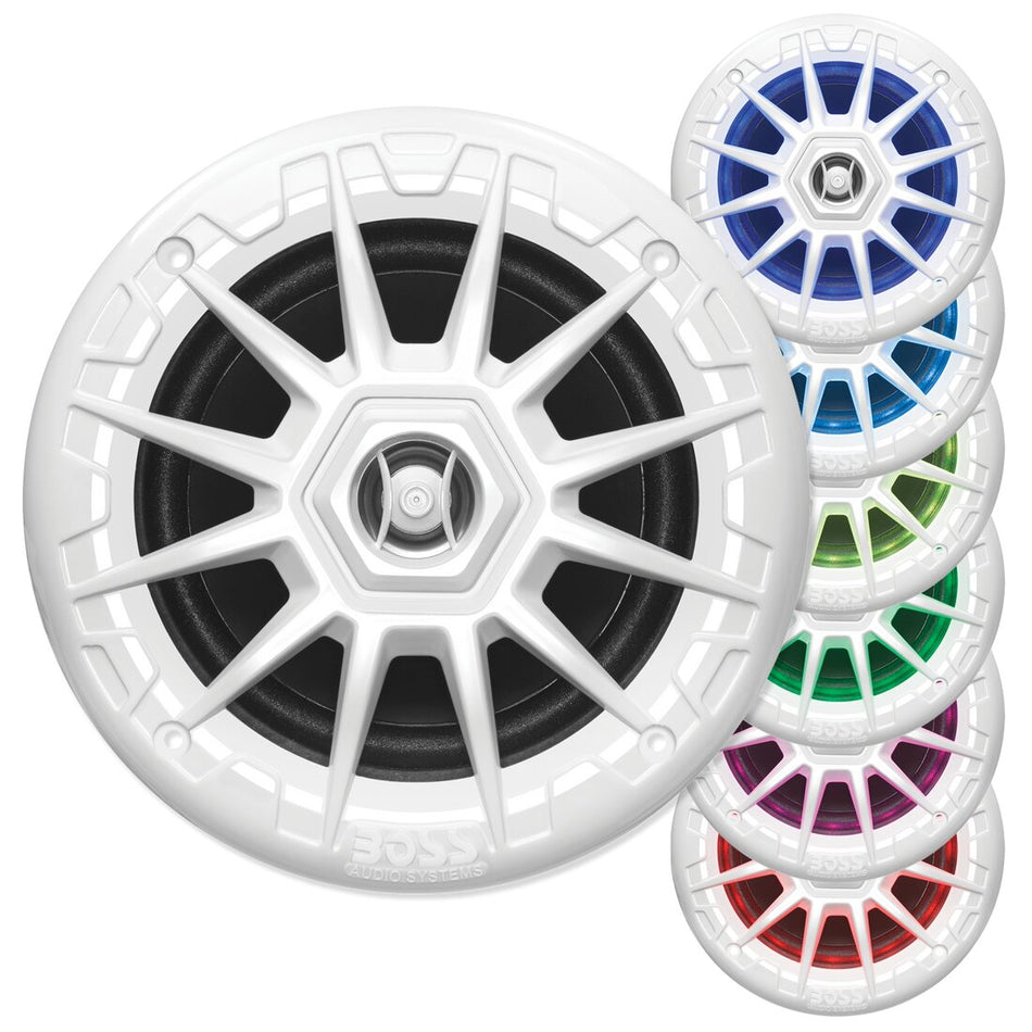 Boss Audio - 5.25" Marine Speakers - With RGB Lighting, White — Quality Boat Parts