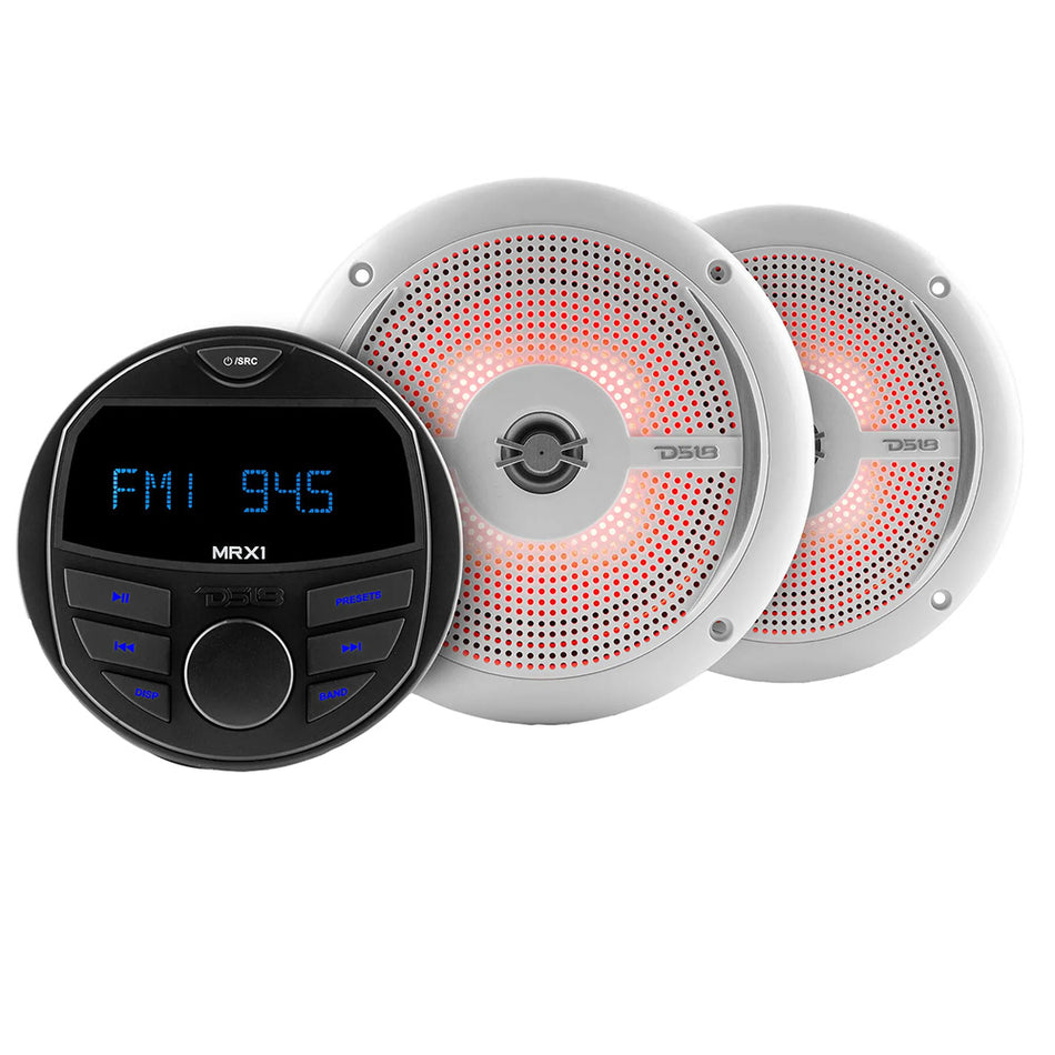 DS18 - HYDRO Marine Package - With MRX1 Head Unit, NXL-6SL/WH Speakers, White — Quality Boat Parts