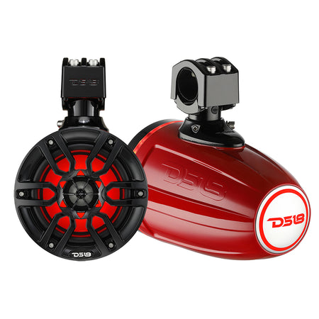 DS18 - X Series HYDRO 6.5" Wakeboard Pod Tower Speakers - With RGB LED Light, 300W, Red — Quality Boat Parts