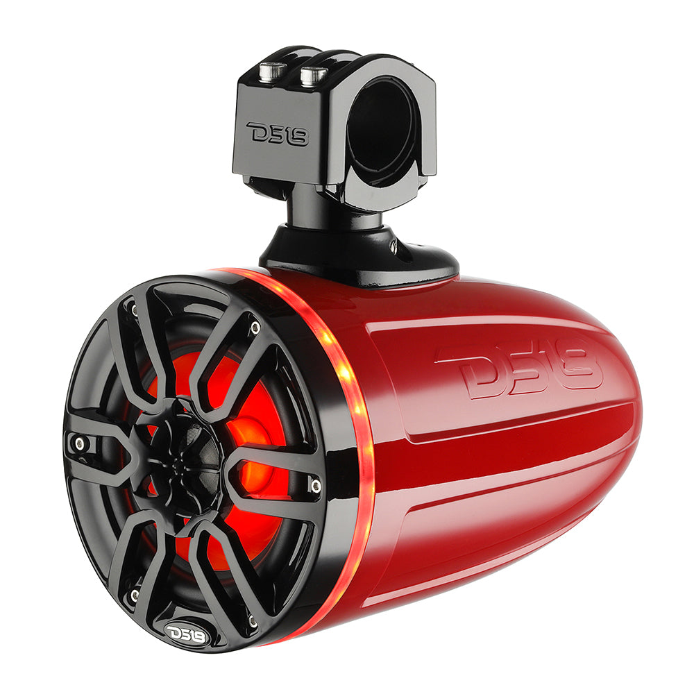 DS18 - X Series HYDRO 6.5" Wakeboard Pod Tower Speakers - With RGB LED Light, 300W, Red — Quality Boat Parts