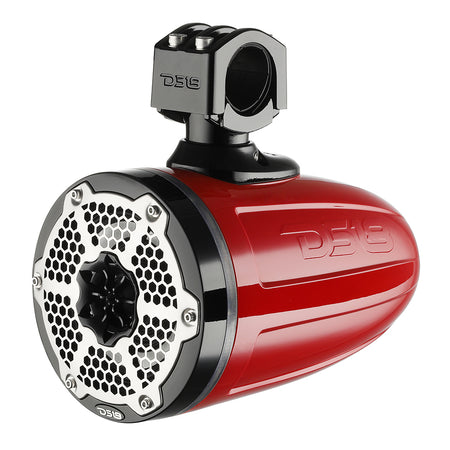 DS18 - 6.5" Neodymium Marine Towers - With Built-in Passive Radiator, 1" Driver, RGB LED Light, 450 Watts, Pair, Red — Quality Boat Parts