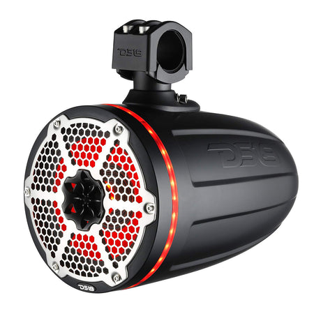 DS18 - 8" Neodymium Marine Towers - With Built-in Passive Radiator, 1" Driver RGB LED Light, Black — Quality Boat Parts