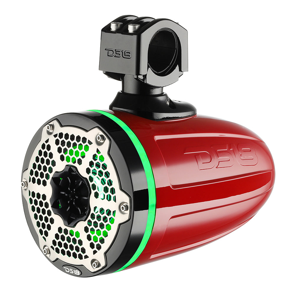 DS18 - 8" Neodymium Marine Towers - With Built-in Passive Radiator, 1" Driver RGB LED Light, Black — Quality Boat Parts