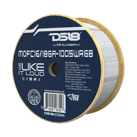 DS18 - Marine Tinned OFC Speaker Wire - 100" Spool, 18GA RGB Wire, with 16GA — Quality Boat Parts