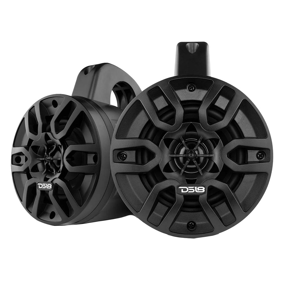 DS18 - HYDRO 4" Amplified Wakeboard Tower Speakers - With Bluetooth, Black — Quality Boat Parts