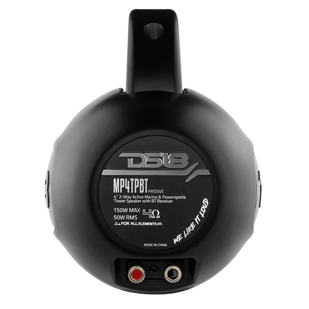 DS18 - HYDRO 4" Amplified Wakeboard Tower Speakers - With Bluetooth, Black — Quality Boat Parts