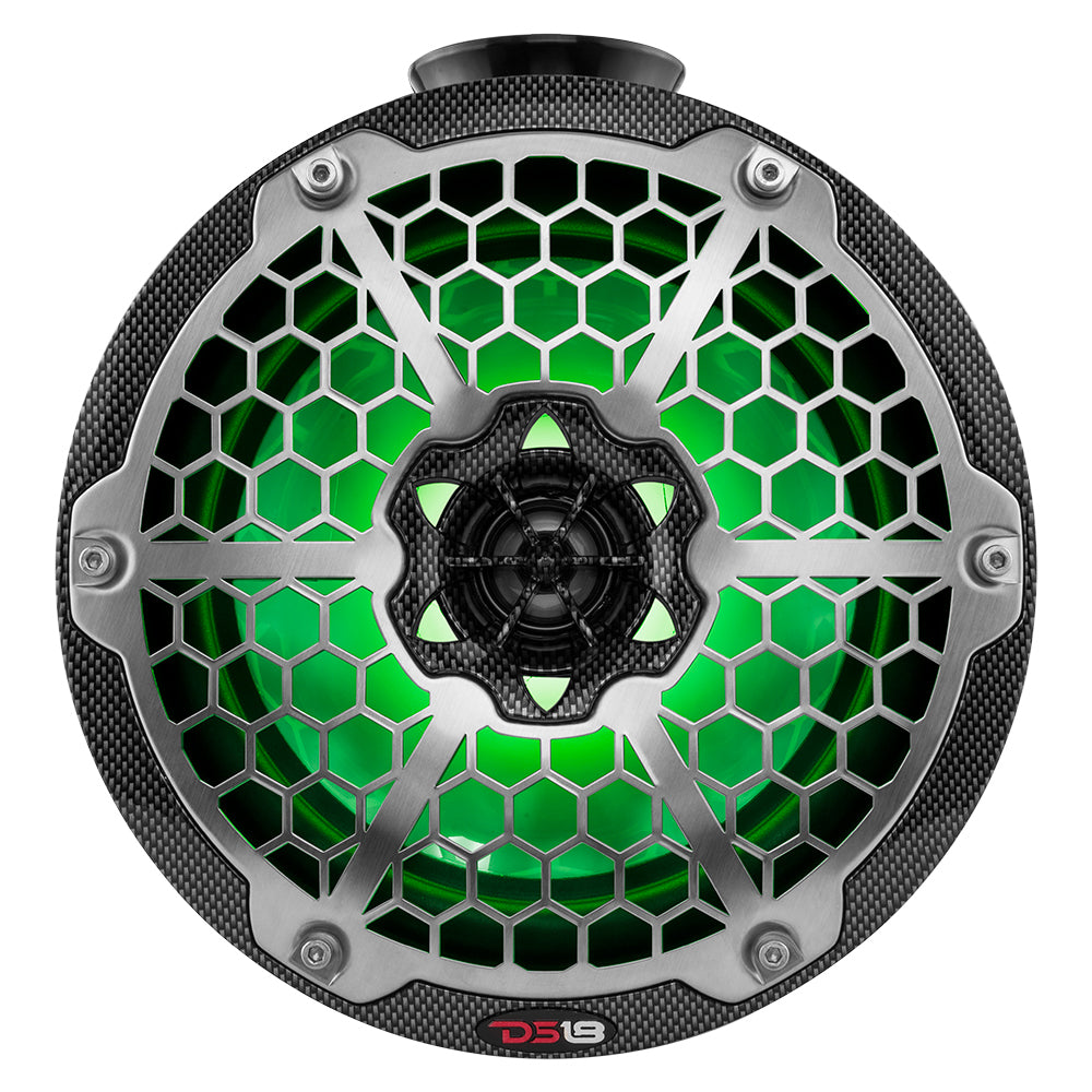 DS18 - HYDRO 8" Compact Wakeboard Pod Tower - With RGB Light, 375W, Black Carbon Fiber — Quality Boat Parts