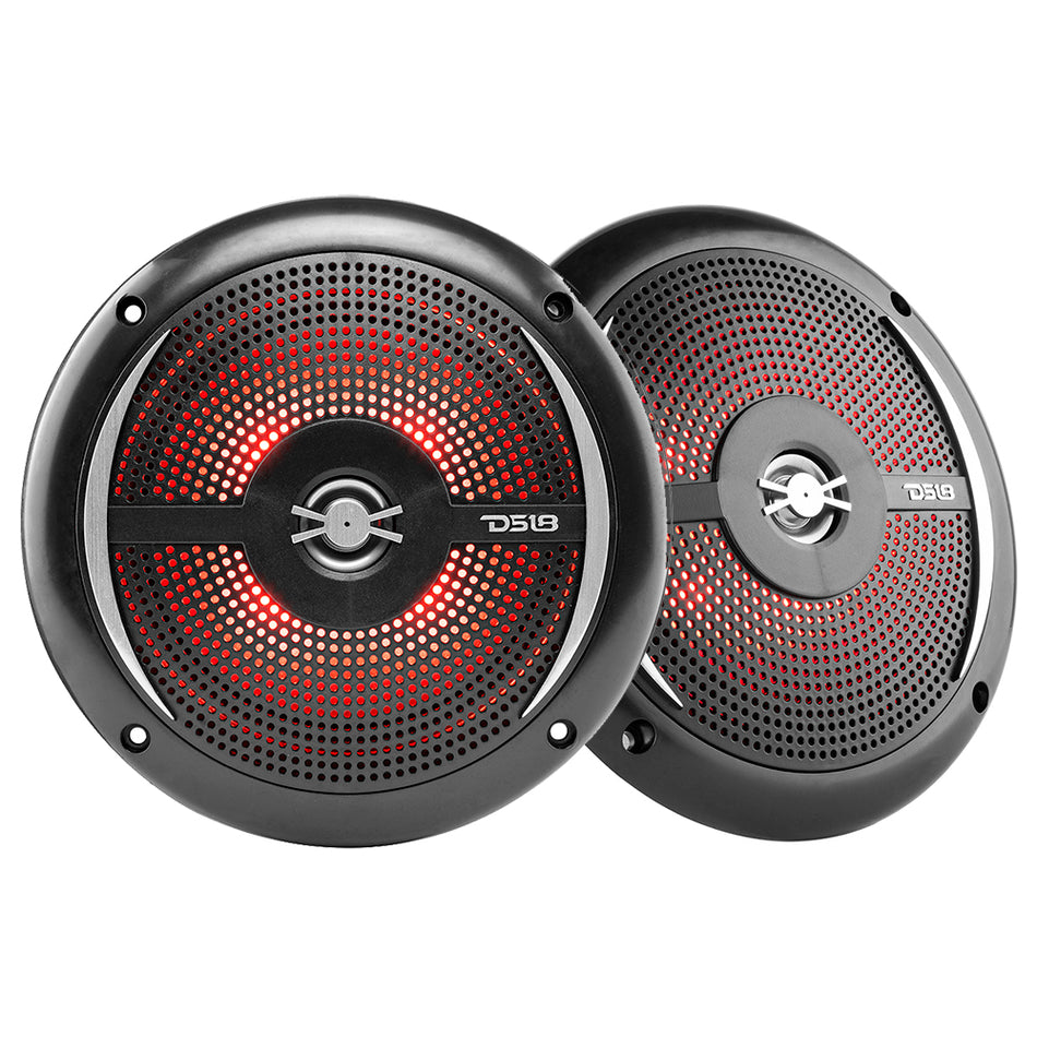 DS18 - HYDRO 6.5" 2-Way Marine Slim Speakers - RGB LED Lighting, 100W — Quality Boat Parts