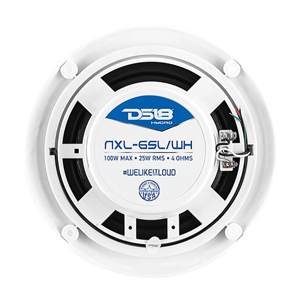 DS18 - HYDRO 6.5" 2-Way Marine Slim Speakers - RGB LED Lighting, 100W — Quality Boat Parts
