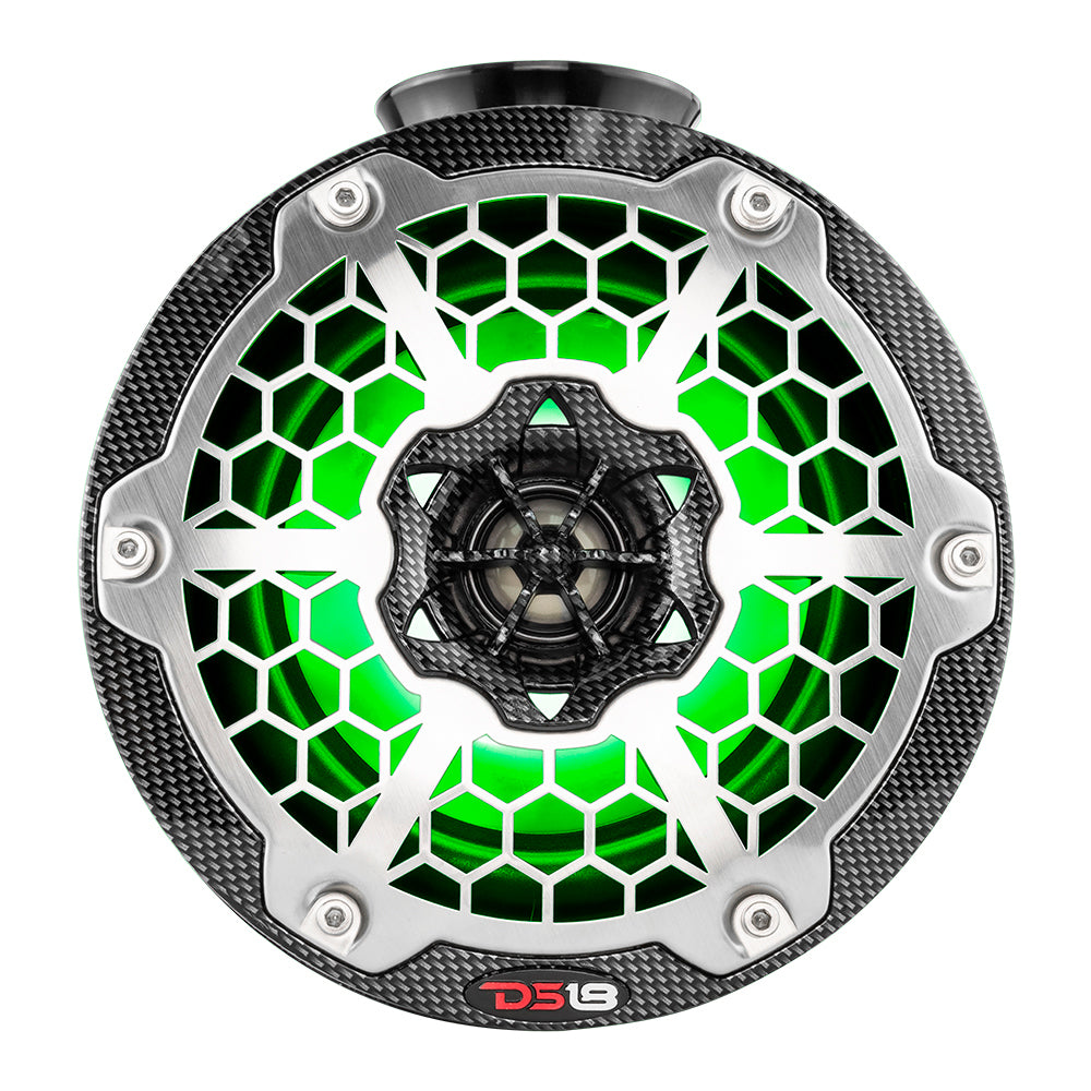 DS18 - HYDRO 6.5" Compact Wakeboard Pod Tower Speaker - With RGB LED Lights, 375W, Black Carbon Fiber — Quality Boat Parts