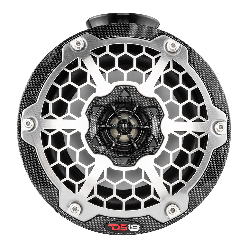 DS18 - HYDRO 6.5" Compact Wakeboard Pod Tower Speaker - With RGB LED Lights, 375W, Black Carbon Fiber — Quality Boat Parts