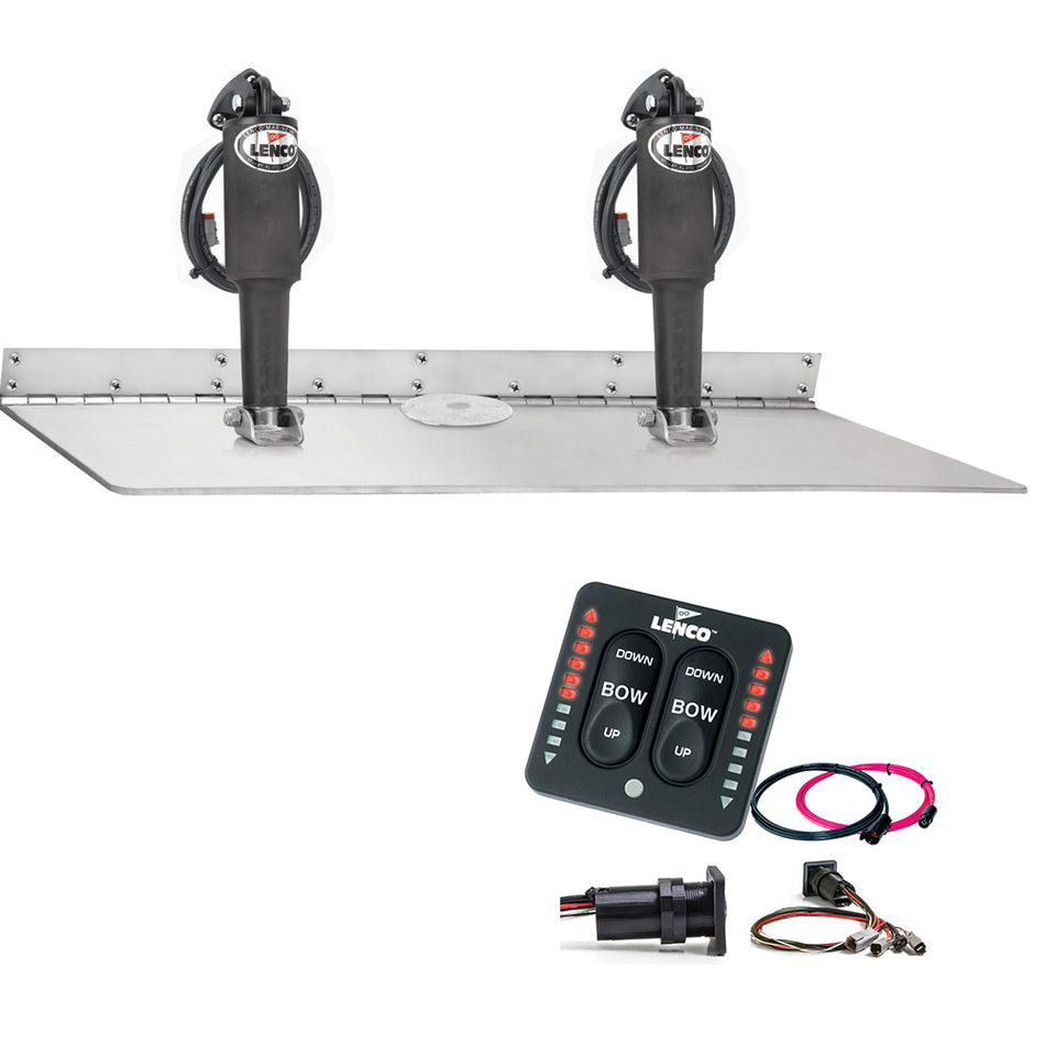 Lenco Marine - Dual Actuator Super Strong Trim Tab Kit - With LED Indicator Switch Kit, 16" x 24", 12V — Quality Boat Parts