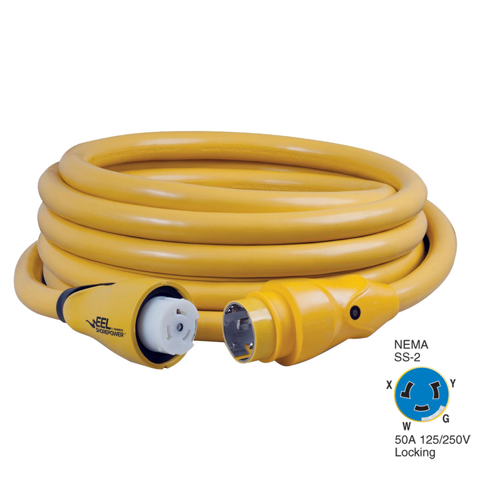 Marinco - Shore Power Cordset - EEL, 50A, 125V/250V, Yellow — Quality Boat Parts
