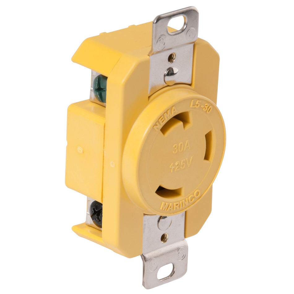 Marinco - Connector Receptacle - Yellow, 125V, 30A — Quality Boat Parts