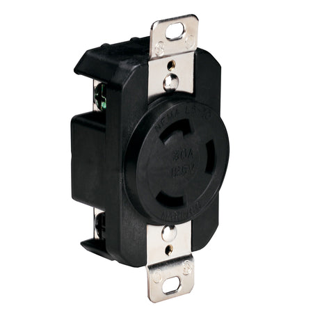 Marinco - Locking Receptacle - Black, 125V, 30A — Quality Boat Parts