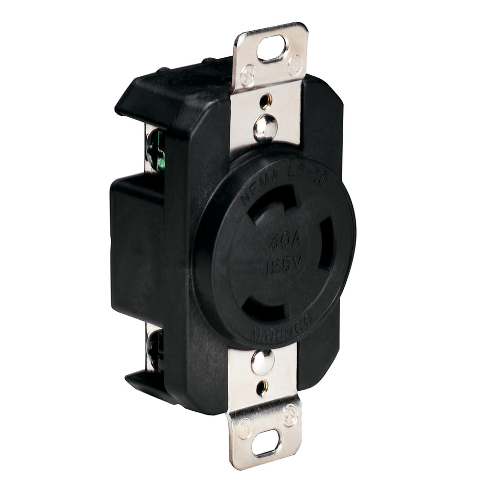 Marinco - Locking Receptacle - Black, 125V, 30A — Quality Boat Parts