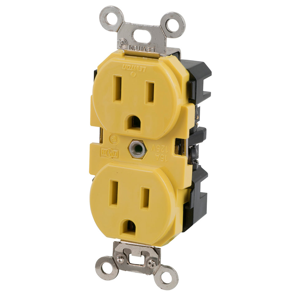 Marinco - Yellow Duplex Straight Blade Receptacle - 15A, 125V — Quality Boat Parts