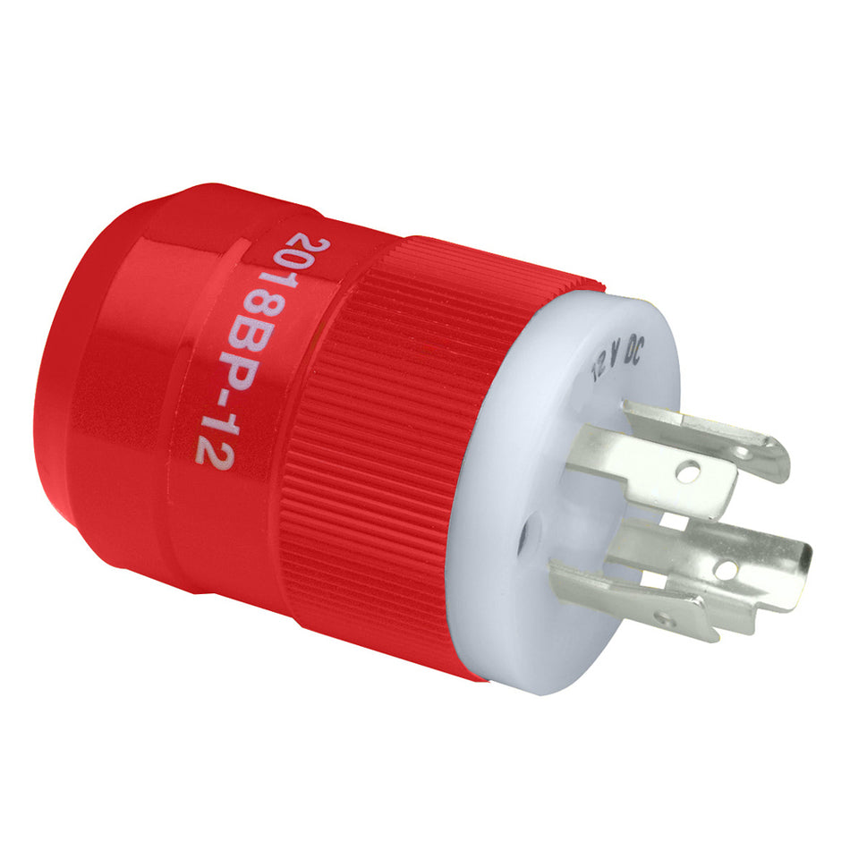 Marinco - Locking Charger Plug - Male, Red — Quality Boat Parts