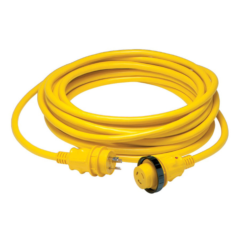 Marinco - 30A Power Cord Plus Cordset - 35', Yellow — Quality Boat Parts
