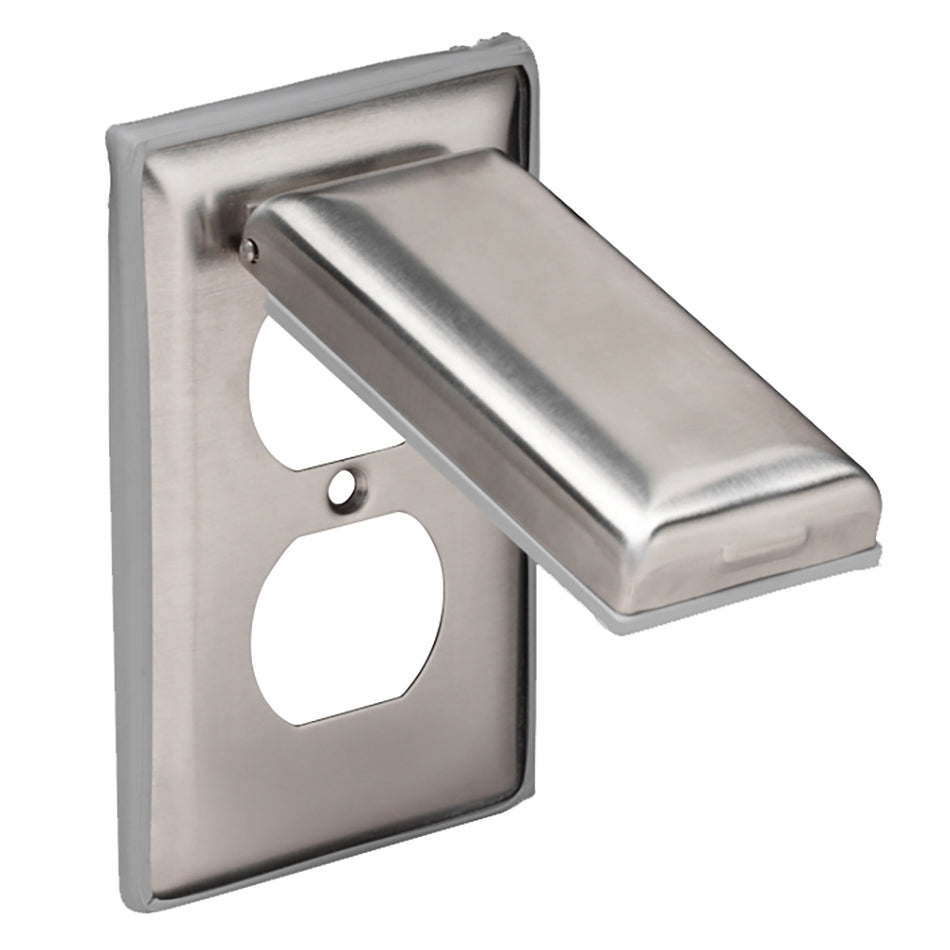 Marinco - Stainless Steel Cover - For Duplex Receptacle, with Lift Lid — Quality Boat Parts