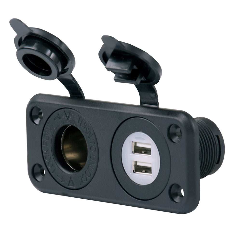 Marinco - SeaLink Deluxe Dual USB Charger - 12V Receptacle — Quality Boat Parts