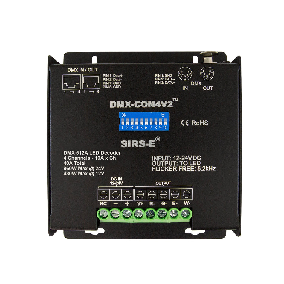 SIRS-E DMX-CON4V2 4-Channel LED DMX Decoder & RGBW Controller — Quality Boat Parts