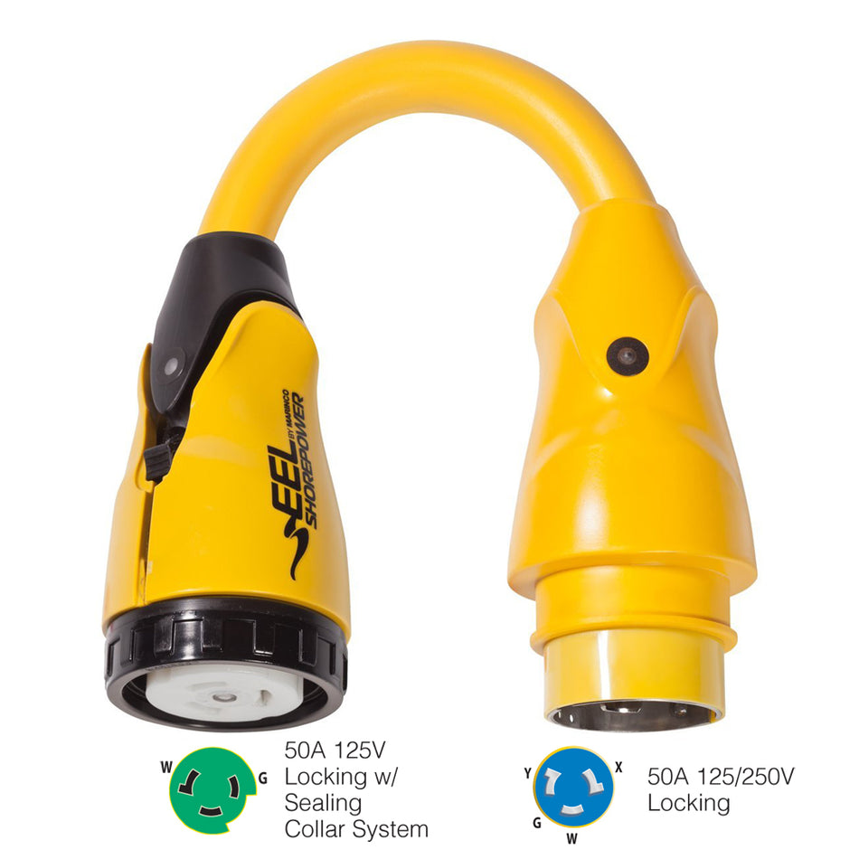 Marinco - P504-503 Male Pigtail Adapter - Yellow, 50A, 125V — Quality Boat Parts