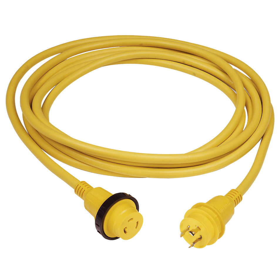 Marinco - 25' Molded Cordset - 125V, 30A, Yellow — Quality Boat Parts