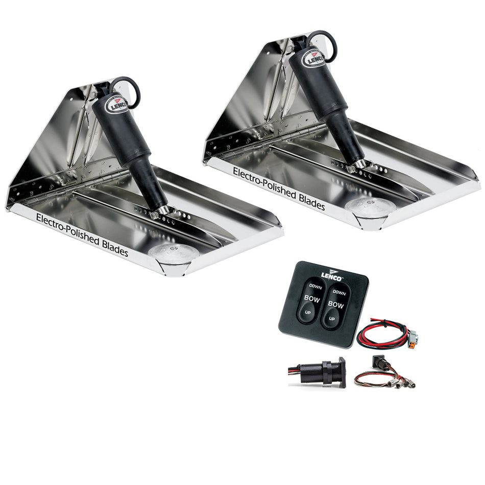 Lenco Marine - 12" x 12" Heavy Duty Performance Trim Tab Kit - With Standard Tactile Switch Kit 12V — Quality Boat Parts