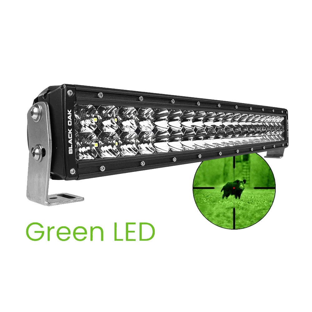 Black Oak LED - Pro Series 3.0 Curved LED Light Bar - Double Row Combo, Green Hog Hunting, 20" — Quality Boat Parts