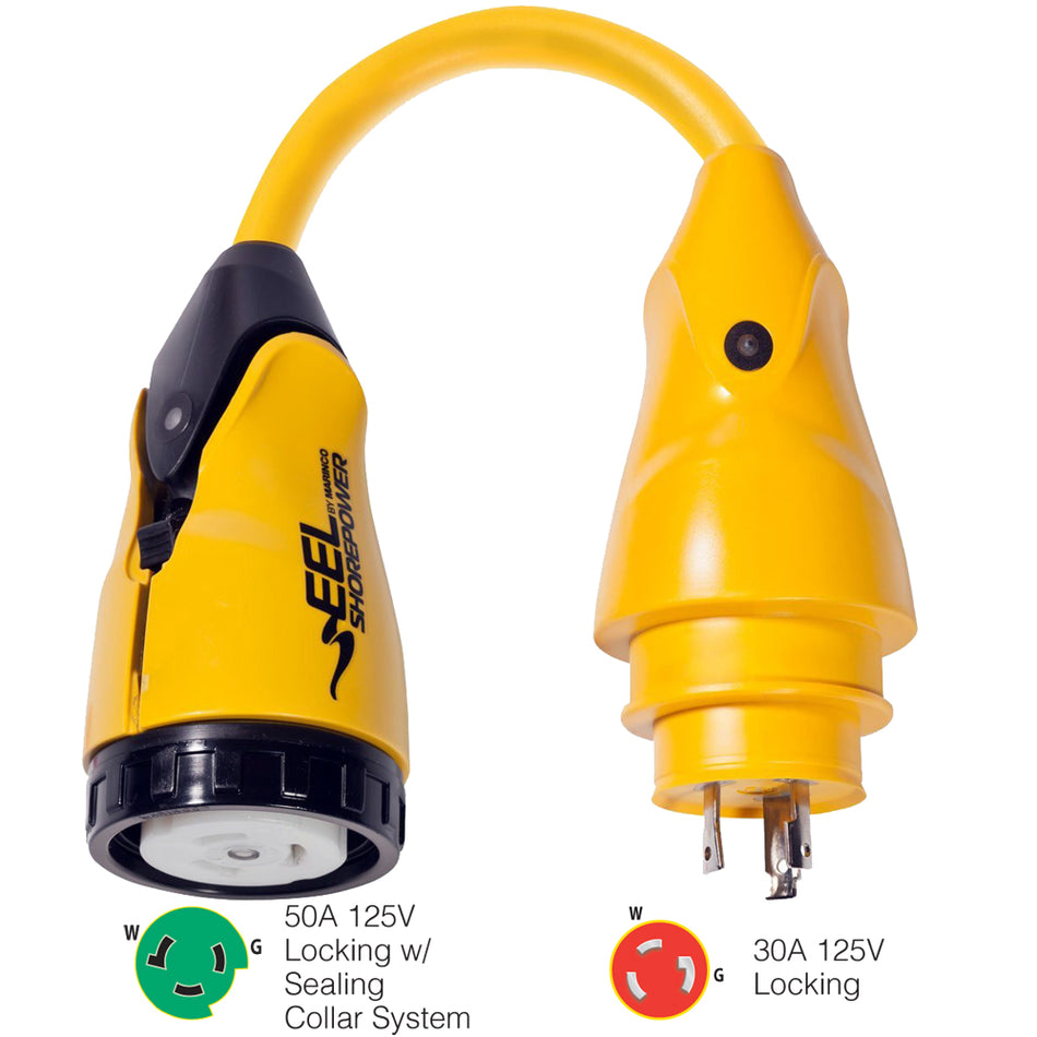 Marinco - P30-503 Male Pigtail Adapter - Yellow, 50A, 125V — Quality Boat Parts