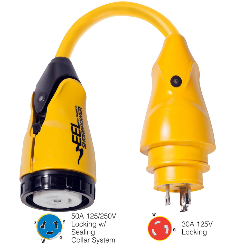 Marinco - P30-504 Male Pigtail Adapter - Yellow, 50A, 250V — Quality Boat Parts