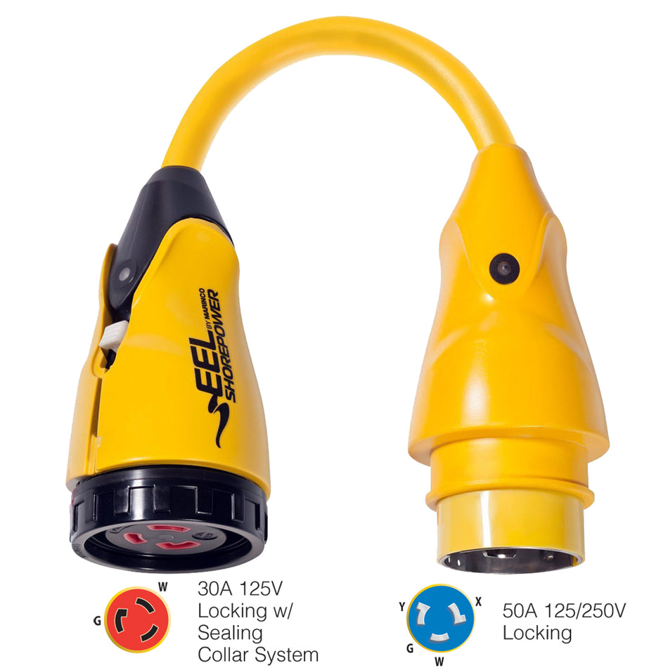 Marinco - P504-30 Male Pigtail Adapter - Yellow, 50A, 125/250V — Quality Boat Parts