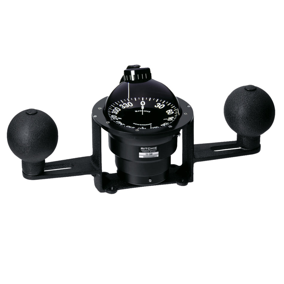 Ritchie - Globemaster Steel Boat Compass - With 5° Card, 12V, Yoke Mounted, Black — Quality Boat Parts