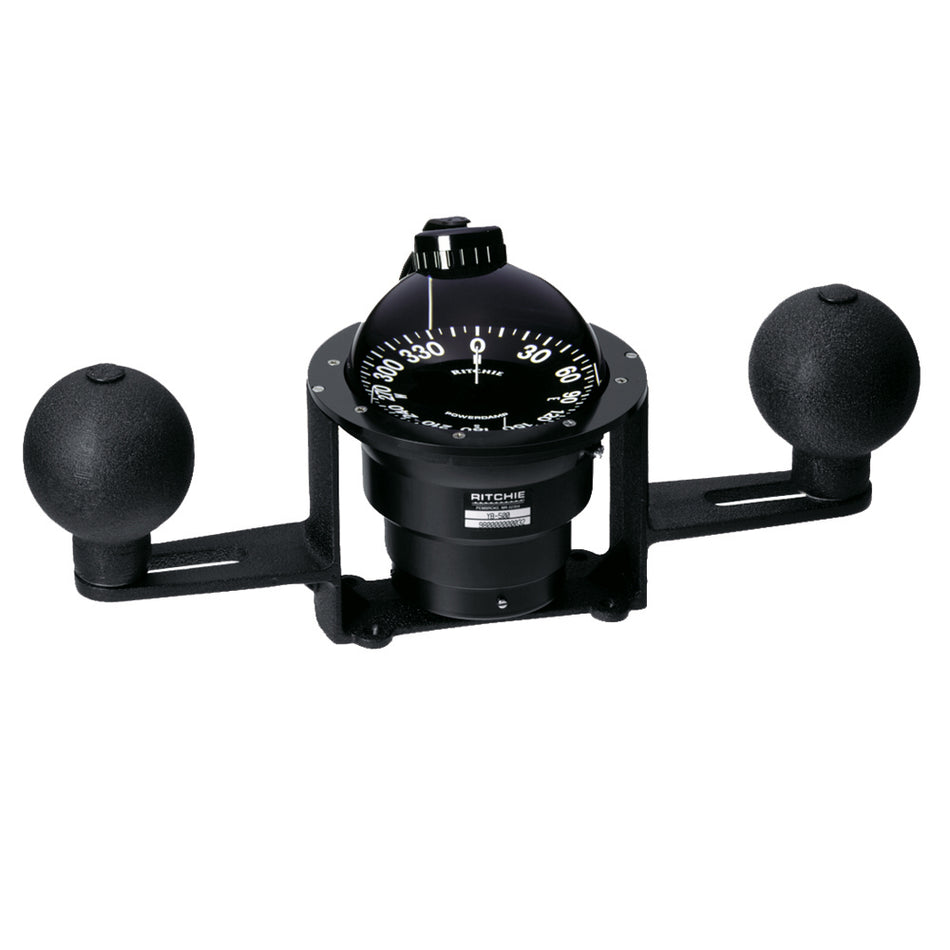 Ritchie - Globemaster Compass - Yoke Mounted, Black, 5 Degree Card, 12V — Quality Boat Parts