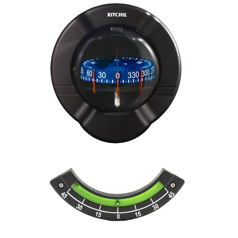 Ritchie - Venture Sail Boat Compass - With Clinometer, Bulkhead Mount, Black — Quality Boat Parts