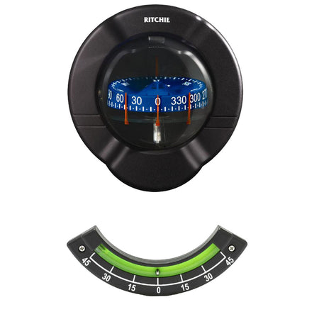 Ritchie - Venture Sail Boat Compass - With Clinometer, Bulkhead Mount, Black — Quality Boat Parts