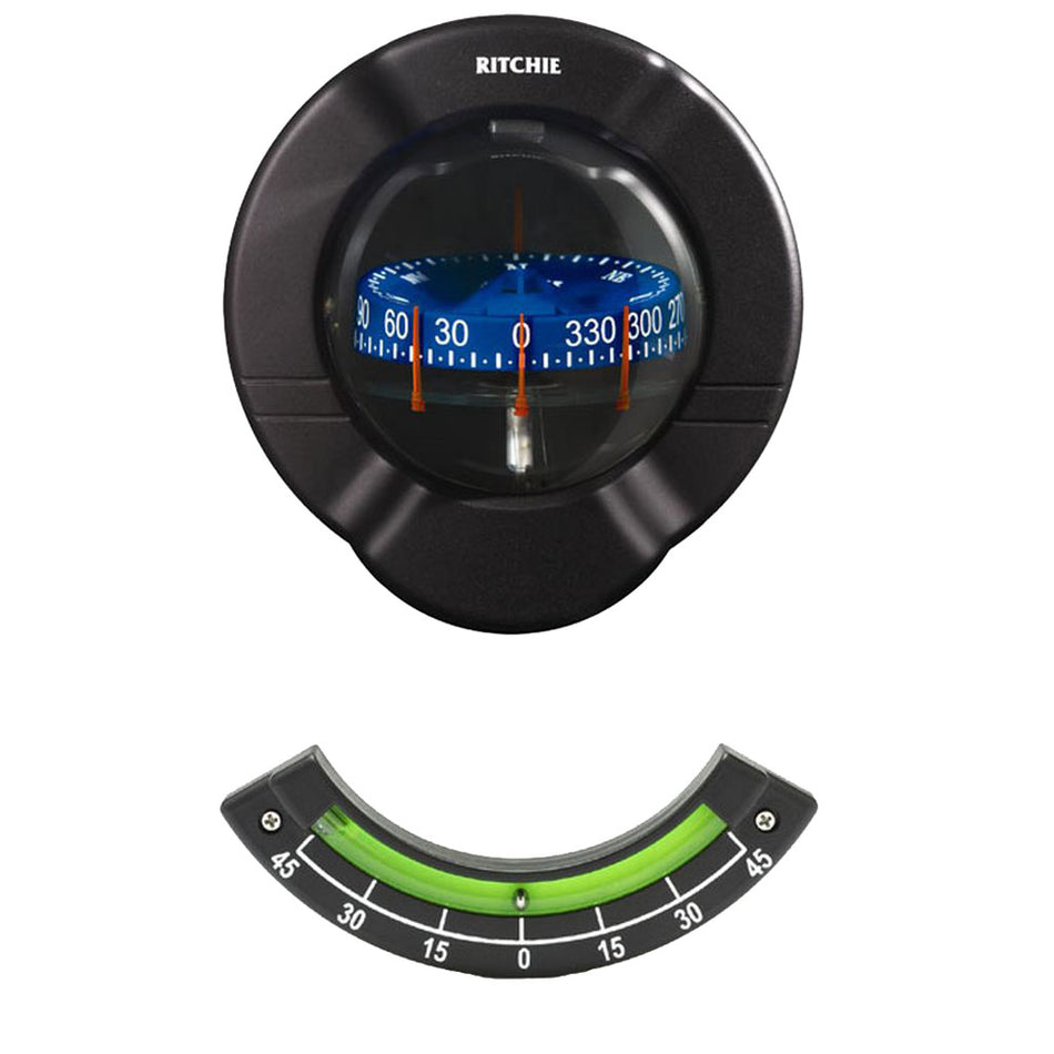 Ritchie - Venture Sail Boat Compass - With Clinometer, Bulkhead Mount, Black — Quality Boat Parts
