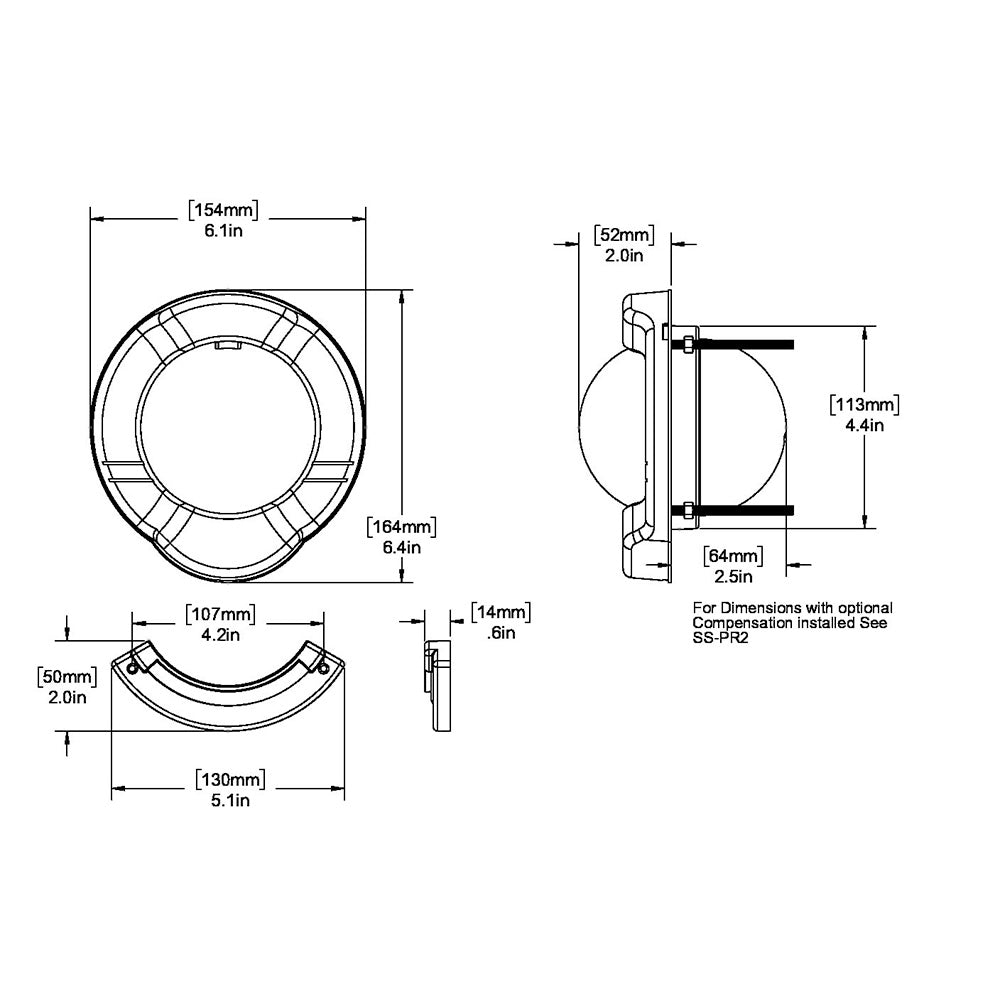 Ritchie - Venture Sail Boat Compass - With Clinometer, Bulkhead Mount, Black — Quality Boat Parts