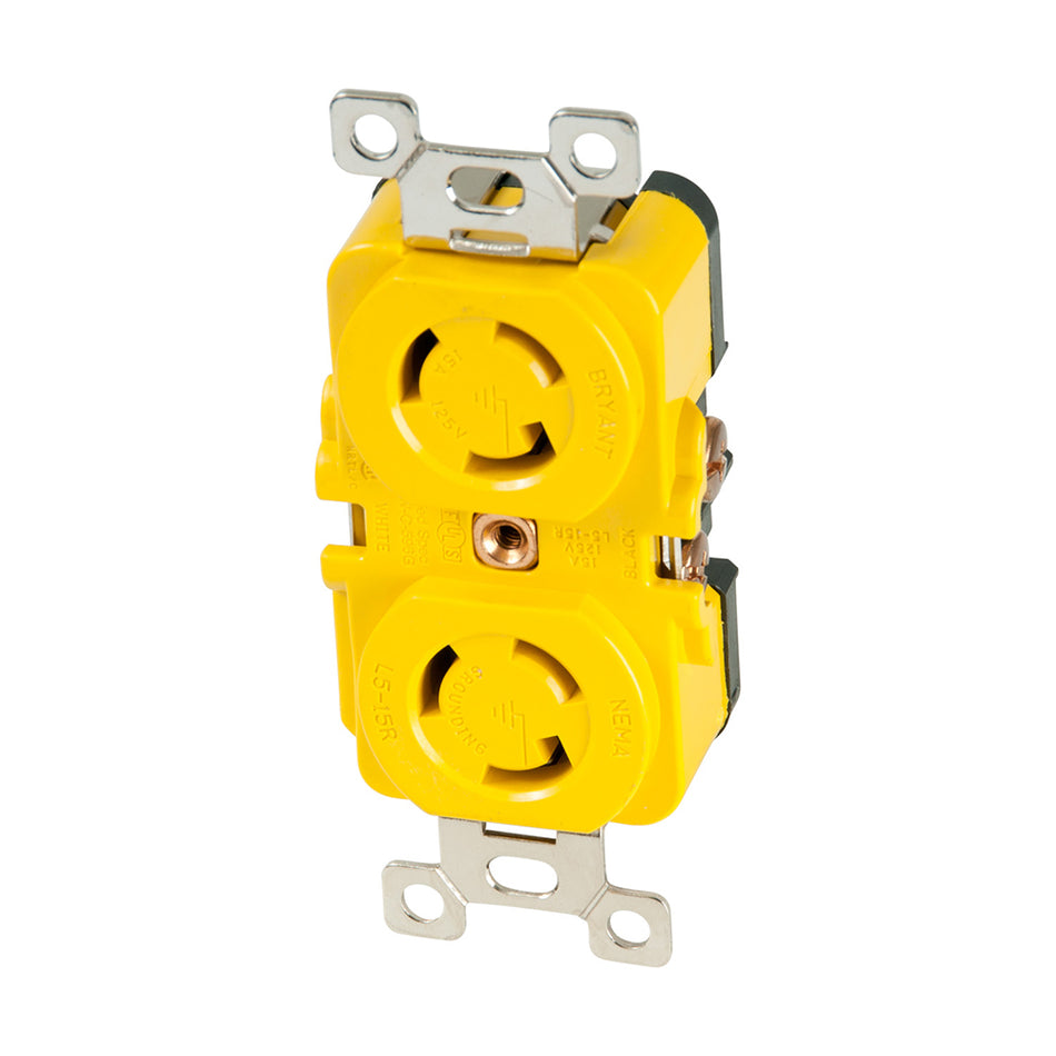 Marinco - Locking Receptacle - 15A, 125, Yellow — Quality Boat Parts