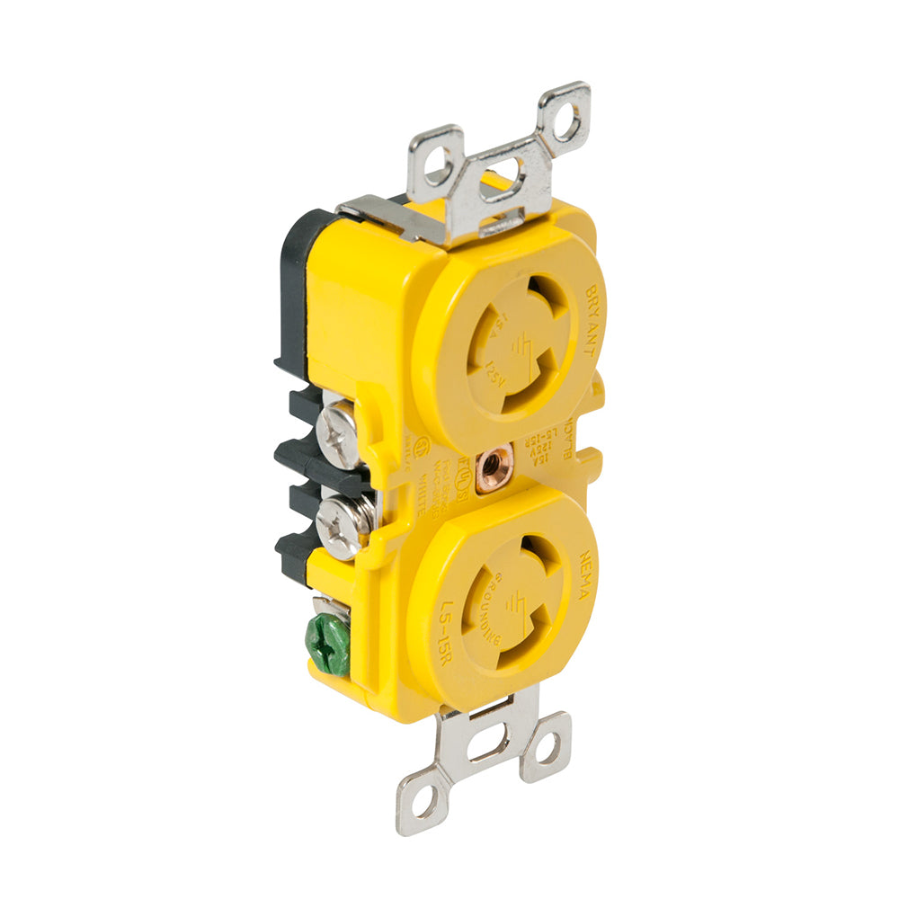 Marinco - Locking Receptacle - 15A, 125, Yellow — Quality Boat Parts