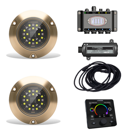Lumishore - SMX154 EOS Underwater Light Kit - 2 Light Set, RGBW Color-Change, 10/31V, 7000 Fixture Lumens — Quality Boat Parts