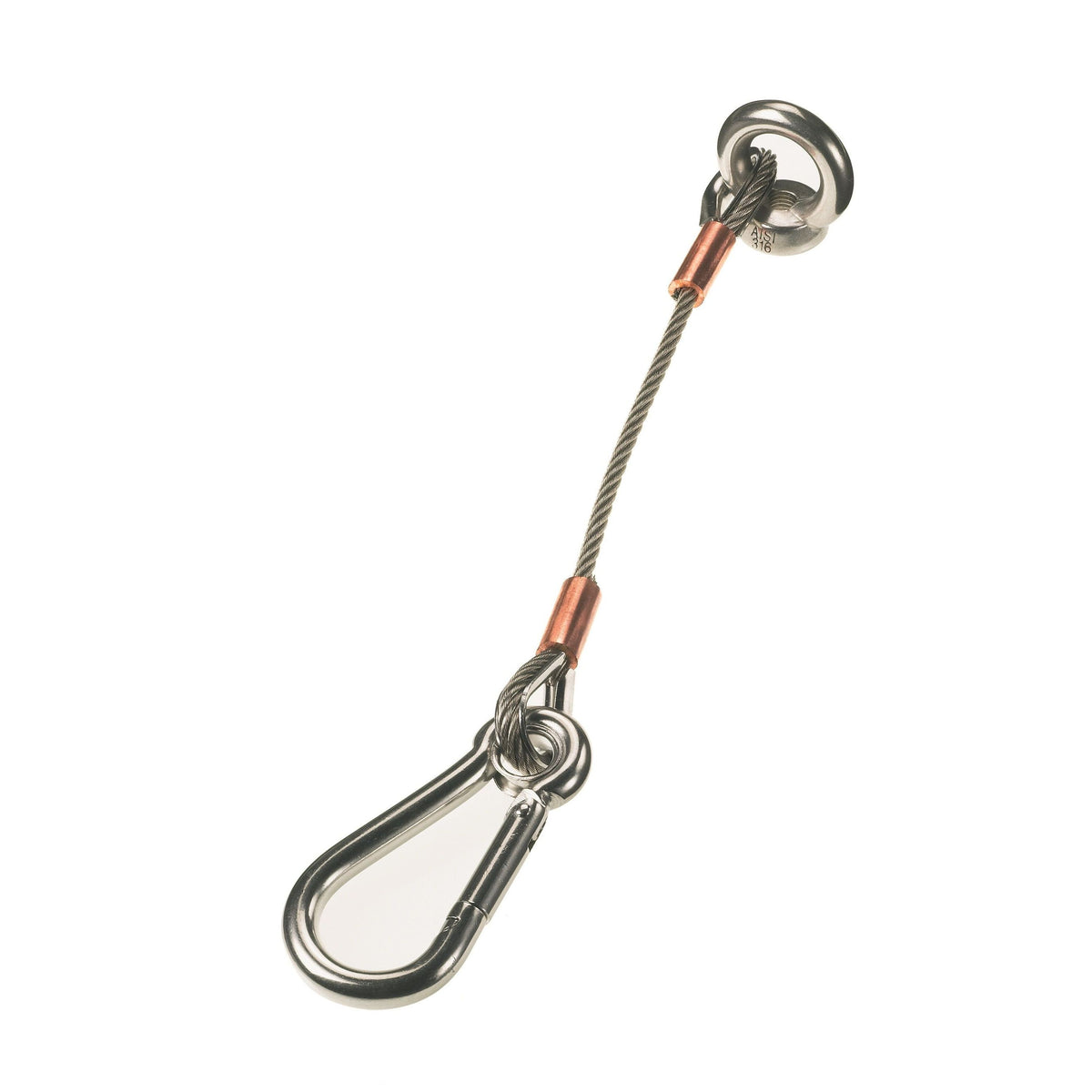 Lewmar - 66840028 Anchor Strap 12" 4mm Cable with 8mm Carabiner Clip — Quality Boat Parts