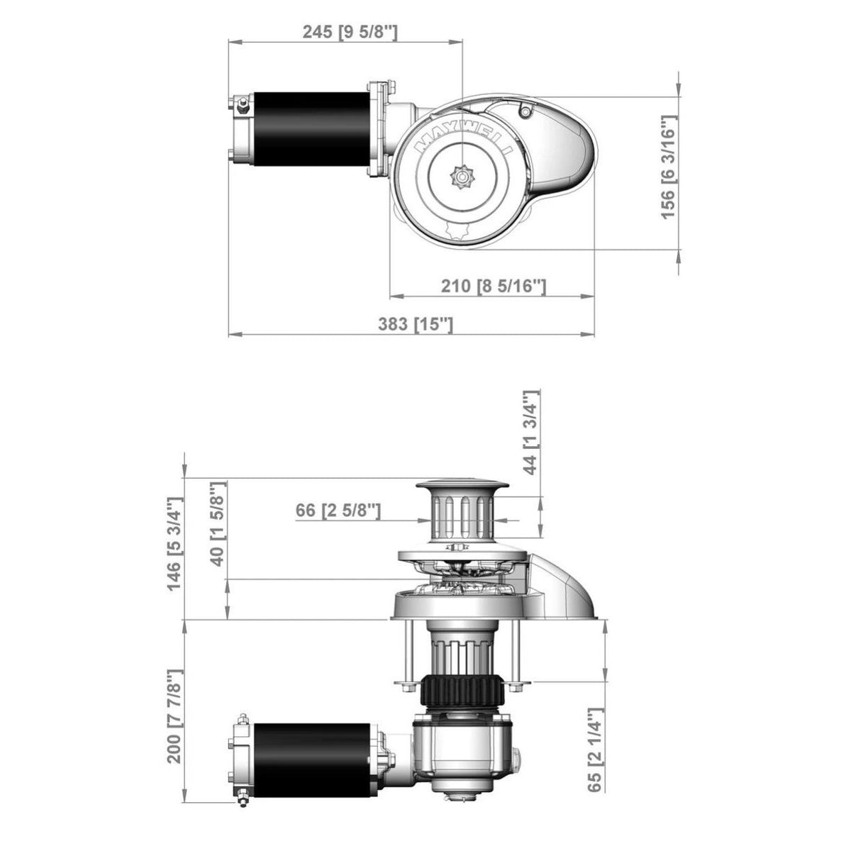 Maxwell - RC8-8 Vertical 12V Windlass - With Capstan, for 5/16" Chain & 5/8" Line — Quality Boat Parts