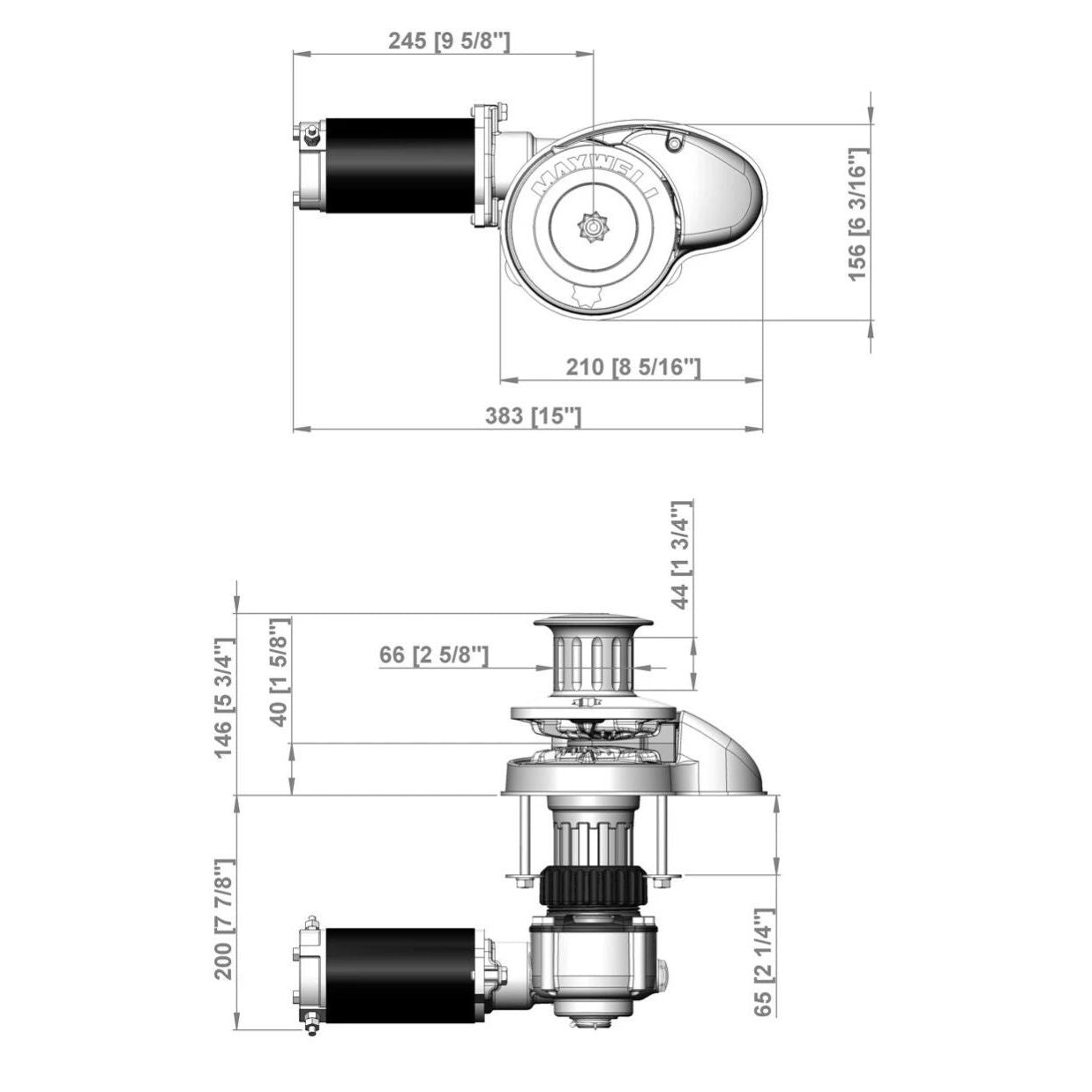 Maxwell - RC8-8 Vertical 12V Windlass - With Capstan, for 5/16" Chain & 5/8" Line — Quality Boat Parts