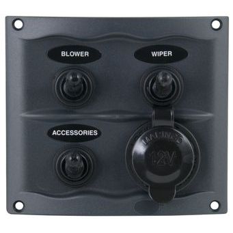 BEP Marine - 900-3WPS 3 Gang Switch Panel - With Accessory Plug — Quality Boat Parts